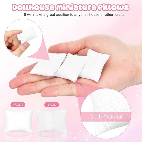 1:12 Scale Miniature Dollhouse Pillows Cozy Tiny Sofa Cushion Models Soft Cloth White Decorative Pillows for DIY Projects Mini Furniture and Home Decor Accessories (6pcs) in Saudi Arabia