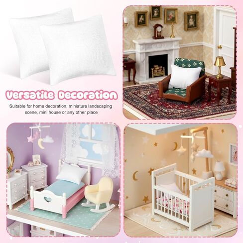 1:12 Scale Miniature Dollhouse Pillows Cozy Tiny Sofa Cushion Models Soft Cloth White Decorative Pillows for DIY Projects Mini Furniture and Home Decor Accessories (6pcs) in Saudi Arabia