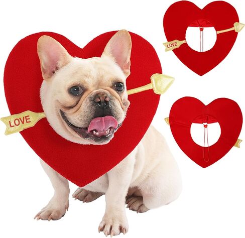 Valentines Dog Costume, Valentine’s Day Red Love Heart Dog Outfit Adjustable Pet Headpiece with Cupid Arrow, Cute Valentine Clothes Holiday Hat for Small Medium Large Dogs Cats Puppy in Kuwait