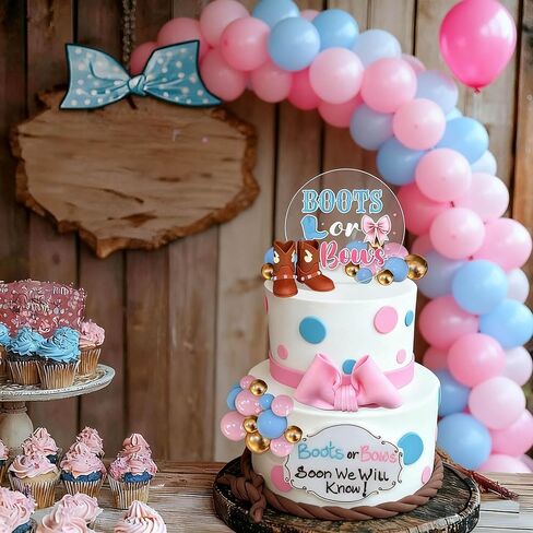 أحذية طويلة أو أقواس تكشف عن زينة الكيك، مجموعة من الأقواس والأحذية المصنوعة من الأكريليك، مستلزمات حفلات استقبال المولود الجديد للأولاد والبنات in Kuwait