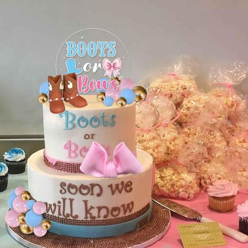 أحذية طويلة أو أقواس تكشف عن زينة الكيك، مجموعة من الأقواس والأحذية المصنوعة من الأكريليك، مستلزمات حفلات استقبال المولود الجديد للأولاد والبنات in Kuwait