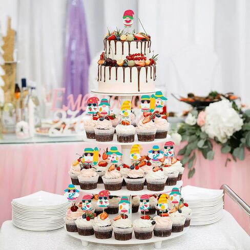 32Pcs Summer Gnome Cupcake Toppers, Hawaiian Pool Party Cupcake Toppers Picks, Cake Decorations for Summer Birthday Tropical Luau Hawaiian Party Supplies in Kuwait