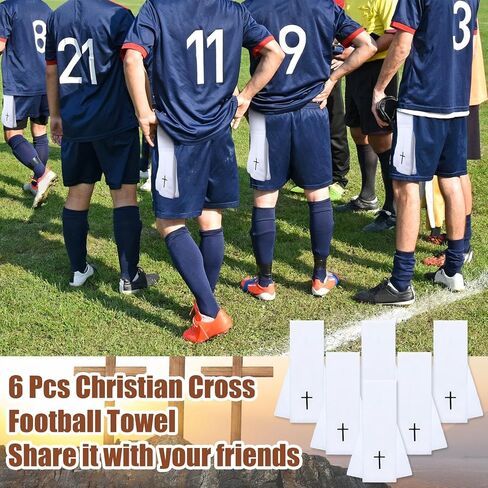 6 Pcs Football Towel 4"x12" Inches Quarterback Cotton Faith Cross Dries Hands Thin Sports Towel Self-Adhesive Closure Football Accessories for Sports Softball Gym Men Women(Black) in Saudi Arabia