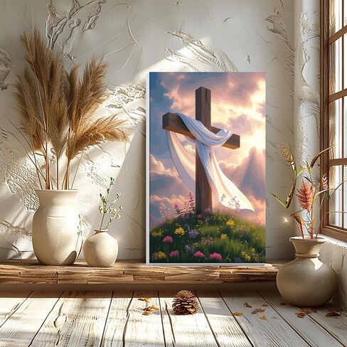GHHKUD Cross Paint by Numbers Kits for Adults with Frame, DIY Paint by Colors Adults Kids Easter, Framed Painting Numbers on Canvas Gifts for Home Decor 20x30cm in Saudi Arabia