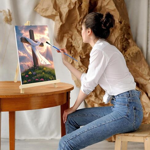 GHHKUD Cross Paint by Numbers Kits for Adults with Frame, DIY Paint by Colors Adults Kids Easter, Framed Painting Numbers on Canvas Gifts for Home Decor 20x30cm in Saudi Arabia