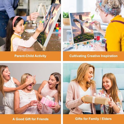 GHHKUD Cross Paint by Numbers Kits for Adults with Frame, DIY Paint by Colors Adults Kids Easter, Framed Painting Numbers on Canvas Gifts for Home Decor 20x30cm in Saudi Arabia