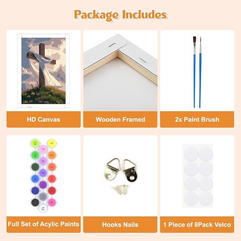 GHHKUD Cross Paint by Numbers Kits for Adults with Frame, DIY Paint by Colors Adults Kids Easter, Framed Painting Numbers on Canvas Gifts for Home Decor 20x30cm in Saudi Arabia