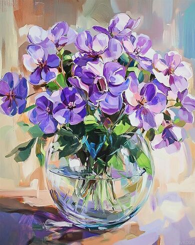 Purple Flowers Oil Painting by Number Oil Background Paint by Number Kits 16x20 inch Canvas Unique Decor DIY Easy to Paint Kits With Brushes Acrylic Pigment for Adults Beginners(Without Frame) in Saudi Arabia