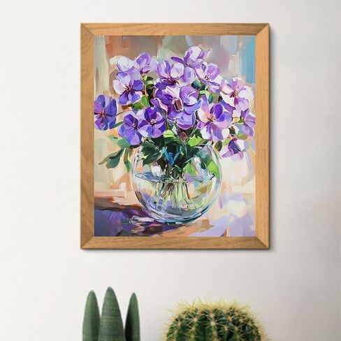 Purple Flowers Oil Painting by Number Oil Background Paint by Number Kits 16x20 inch Canvas Unique Decor DIY Easy to Paint Kits With Brushes Acrylic Pigment for Adults Beginners(Without Frame) in Saudi Arabia