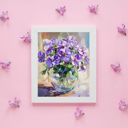 Purple Flowers Oil Painting by Number Oil Background Paint by Number Kits 16x20 inch Canvas Unique Decor DIY Easy to Paint Kits With Brushes Acrylic Pigment for Adults Beginners(Without Frame) in Saudi Arabia