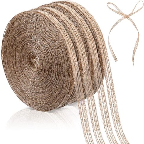 1/4 Inch Natural Burlap Ribbon Jute Ribbon, 4 Rolls Brown Fabric Craft Ribbons for Wrapping Wedding Big Bow, Event Party Home Bows Crafts Decoration and DIY Craft in Saudi Arabia