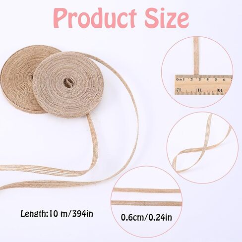 1/4 Inch Natural Burlap Ribbon Jute Ribbon, 4 Rolls Brown Fabric Craft Ribbons for Wrapping Wedding Big Bow, Event Party Home Bows Crafts Decoration and DIY Craft in Saudi Arabia