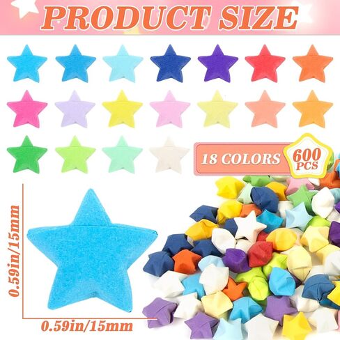 Origami Lucky Stars - 600pcs Mixed Colors Handmade Wishing Stars Paper for Valentine's Day, Party Decor, Wedding Embellishments & Home Decoration in Saudi Arabia