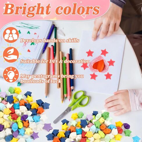 Origami Lucky Stars - 600pcs Mixed Colors Handmade Wishing Stars Paper for Valentine's Day, Party Decor, Wedding Embellishments & Home Decoration in Saudi Arabia