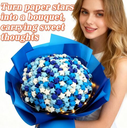Origami Lucky Stars - 600pcs Mixed Colors Handmade Wishing Stars Paper for Valentine's Day, Party Decor, Wedding Embellishments & Home Decoration in Saudi Arabia