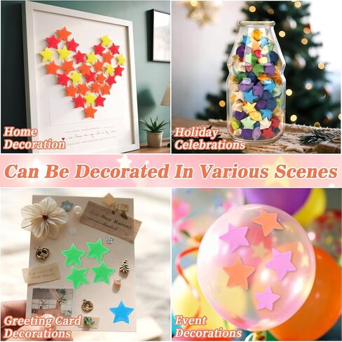 Origami Lucky Stars - 600pcs Mixed Colors Handmade Wishing Stars Paper for Valentine's Day, Party Decor, Wedding Embellishments & Home Decoration in Saudi Arabia