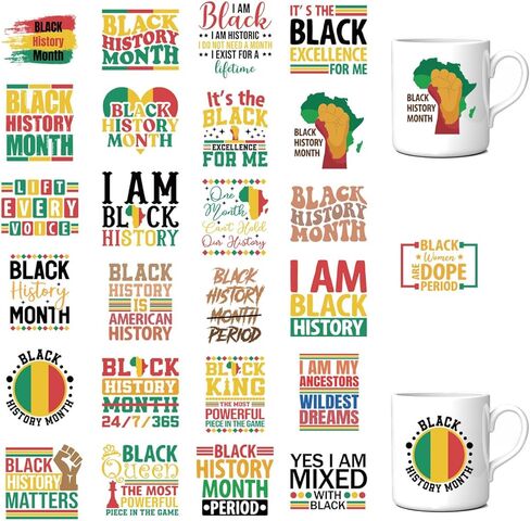 25 Pcs Black History Month Decorations, Black History UV DTF Cup Wraps for 16 oz Glass Cups, African American Proud Cold Transfer Sticker Gifts for Women Man DIY Crafts in Kuwait