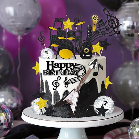 23pcs Music Cake Decorations Music Cake Topper with Guitar and Balls Birthday Party Supplies in Saudi Arabia