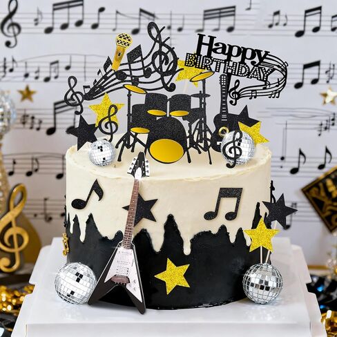 23pcs Music Cake Decorations Music Cake Topper with Guitar and Balls Birthday Party Supplies in Saudi Arabia