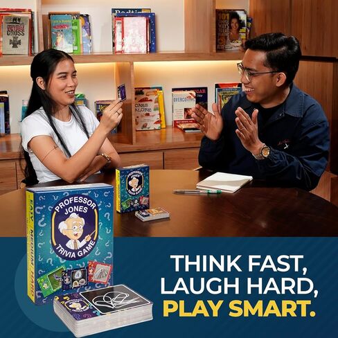 Trivia Game by Professor Jones – 450 Questions with Easy, Medium & Hard Levels, Photo Challenge Cards, Family Trivia Game for Adults & Teens, Party & Game Night Trivia Cards in Saudi Arabia