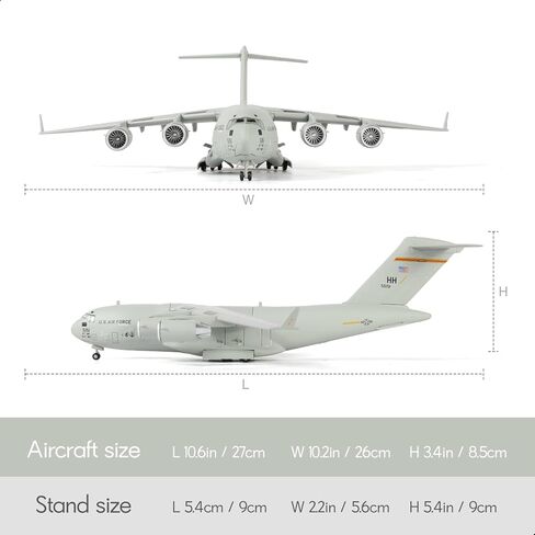 1/200 مقياس C-17 Globemaster نموذج النقل الكلاسيكي الأمريكي النقل العسكري المعدني دييكاست نموذج طائرة لمجموعة الكبار أو هدية (لوحة رمادية) in Kuwait