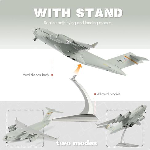 1/200 مقياس C-17 Globemaster نموذج النقل الكلاسيكي الأمريكي النقل العسكري المعدني دييكاست نموذج طائرة لمجموعة الكبار أو هدية (لوحة رمادية) in Kuwait