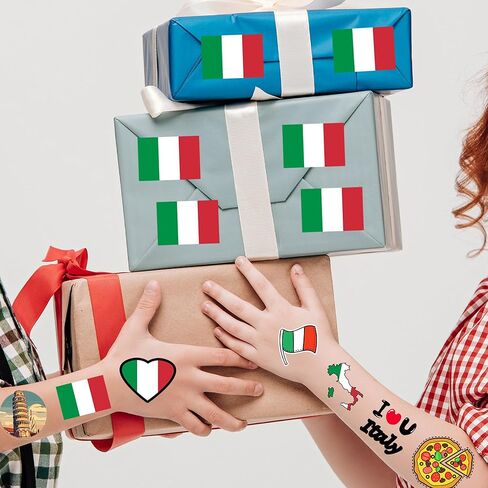 CupaPlay 500 PCS Italy Flag Stickers Carnival Birthday Theme National Day of Italy Italian Mexico Party Favors Containers Letter DIY Fruit Labels Decals Sticker in Saudi Arabia