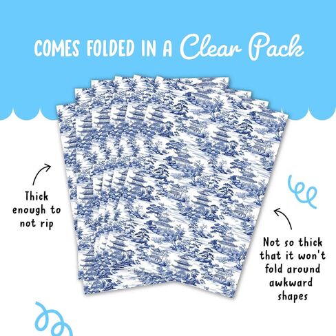 CENTRAL 23 Blue And White Wrapping Paper - 6 Sheets Of Birthday Gift Wrap - Traditional Japanese Landscape Design - For Men Women - Comes With Stickers in Saudi Arabia