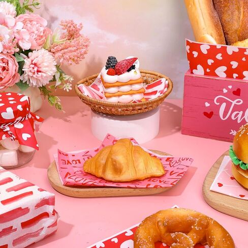 240 Sheet Valentine's Day Wax Paper 4 Styles Red Pink Love Heart Food Wrapping Tissue Paper Deli Paper Basket Liners For Home Kitchen Restaurant Baking in Saudi Arabia