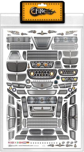 ملصقات FIRE BRAND RC® Grills RC - ورقة فينيل متعددة المقاسات مقاس 8.5 بوصة × 14 بوصة - طباعة 8 ألوان مع طلاء معدني وطلاء للأشعة فوق البنفسجية - مقطوعة بالقالب لسهولة الاستخدام in Saudi Arabia