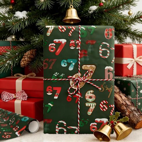 67 Christmas Wrapping Paper, 6 7 Meme Funny Christmas Wrap Paper,67 Wrapping Paper, Unique Six Seven Festive wrapping Papers,Gift Wrap with Santa 67 Meme in Kuwait