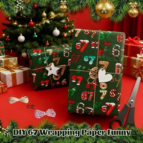 67 Christmas Wrapping Paper, 6 7 Meme Funny Christmas Wrap Paper,67 Wrapping Paper, Unique Six Seven Festive wrapping Papers,Gift Wrap with Santa 67 Meme in Kuwait