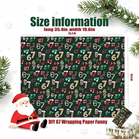 67 Christmas Wrapping Paper, 6 7 Meme Funny Christmas Wrap Paper,67 Wrapping Paper, Unique Six Seven Festive wrapping Papers,Gift Wrap with Santa 67 Meme in Kuwait
