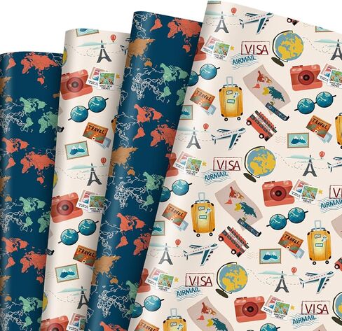 8 أوراق من AnyDesign لاستكشاف ورق تغليف خريطة العالم - غير قابلة لللف - ورق تغليف هدايا الخريطة باللون الأزرق مطوي بشكل مسطح لحفلات أعياد الميلاد والحرف اليدوية، 19.7 × 27.6 بوصة in Saudi Arabia
