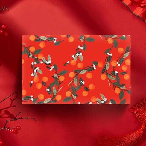 Chinese Lunar New Year Wrapping Paper with Red Ribbon,6 Sheets Red Gold Gift Wrap Paper Fu Character Plum Blossom Wrapping Paper China Blessing Rich Luck Words for Spring Festival Wedding,20x30inch in Saudi Arabia