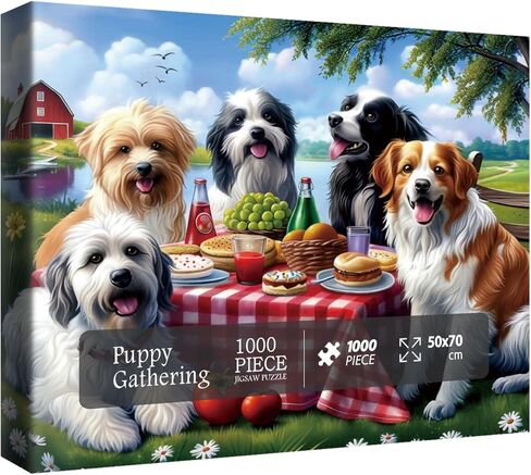 Funny Dog Food Puzzles for Adults 1000 Pieces Nature, Colorful Animal Flower Tree Jigsaw Puzzles, Beautiful Lake Cupcake Landscape Puzzle in Saudi Arabia