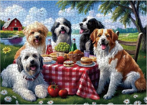 Funny Dog Food Puzzles for Adults 1000 Pieces Nature, Colorful Animal Flower Tree Jigsaw Puzzles, Beautiful Lake Cupcake Landscape Puzzle in Saudi Arabia