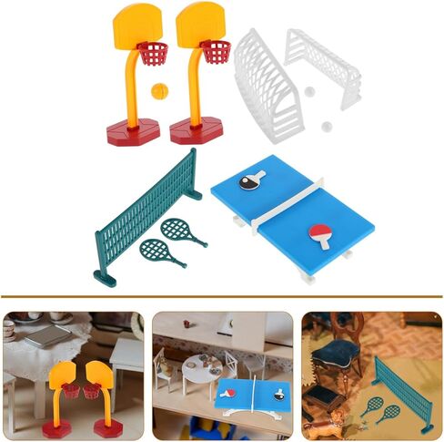 Miniature Dollhouse Sports Accessories Mini Playground Kit DIY Miniature Toy for Dollhouse or Sand Table DIY Craft Home Decor Present in Kuwait