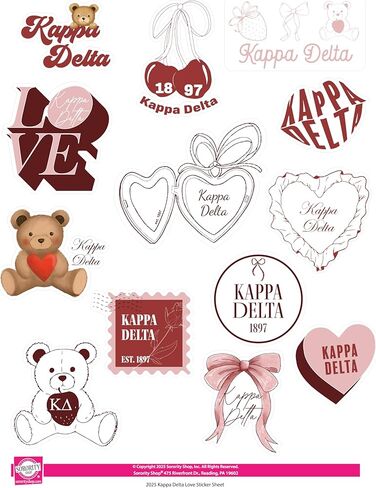 Kappa Delta - Sticker Sheet - Teddy Bears and Sisterhood Love Theme in Saudi Arabia