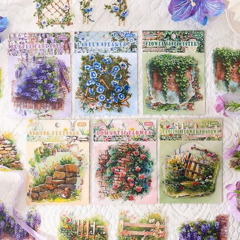 Vintage Scrapbook Stickers Set Garden Landscape Plants Sticker Book for Adults Sticker Journaling Stickers for Scrapbooking in Saudi Arabia
