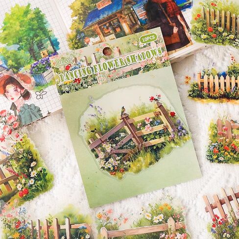 Vintage Scrapbook Stickers Set Garden Landscape Plants Sticker Book for Adults Sticker Journaling Stickers for Scrapbooking in Saudi Arabia