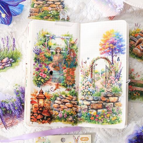 Vintage Scrapbook Stickers Set Garden Landscape Plants Sticker Book for Adults Sticker Journaling Stickers for Scrapbooking in Saudi Arabia