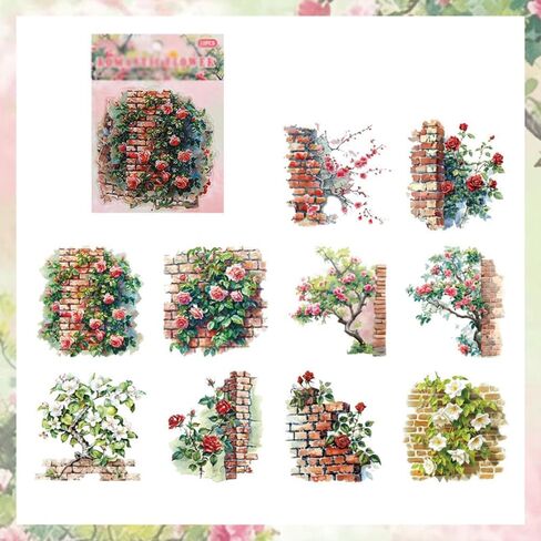 Vintage Scrapbook Stickers Set Garden Landscape Plants Sticker Book for Adults Sticker Journaling Stickers for Scrapbooking in Saudi Arabia