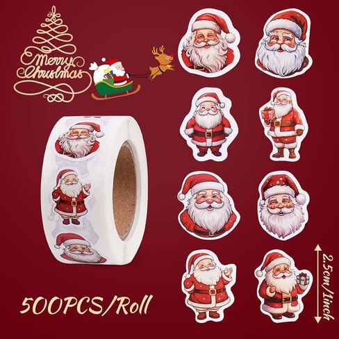Roll Christmas Stickers - Holiday Party Decor, Envelopes, Magazines, Crafts, DIY Scrapbooks & Christmas Decor, 1inch 500PCS in Saudi Arabia