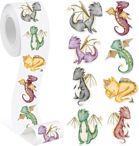 JarThenaAMCS 500Pcs Dragon Paper Stickers Cute Cartoon Self Adhesive Sealing Label Decals for Envelope Scrapbook DIY Crafts Supplies, 8 Designs in Saudi Arabia