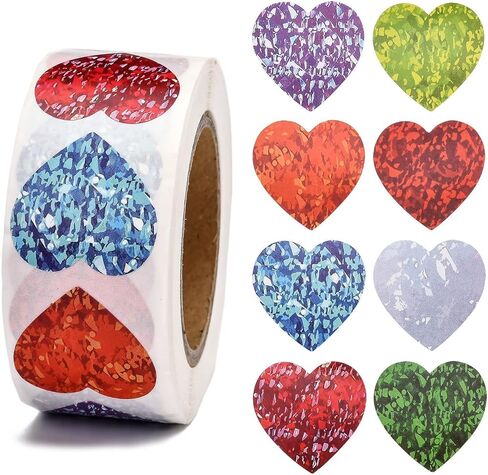 500pcs/roll Valentines Day Stickers Heart Shaped Stickers Roll Adhesive Label for Invitation Anniversaries Wedding Envelopes Crafting Scrapbooking, Mixed Color in Saudi Arabia