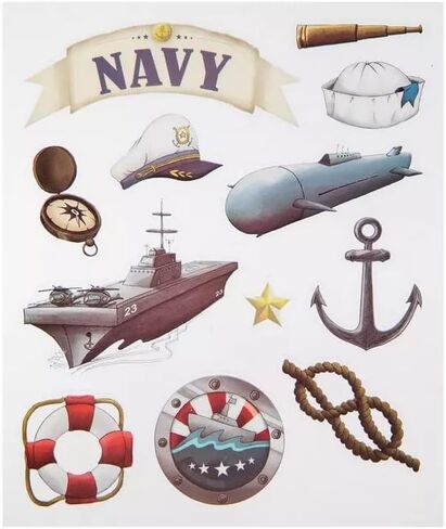 Navy Ocean Life Stickers for Journaling, Scrapbooking, Cardmaking, Arts & Crafts - 24 Pieces in Saudi Arabia