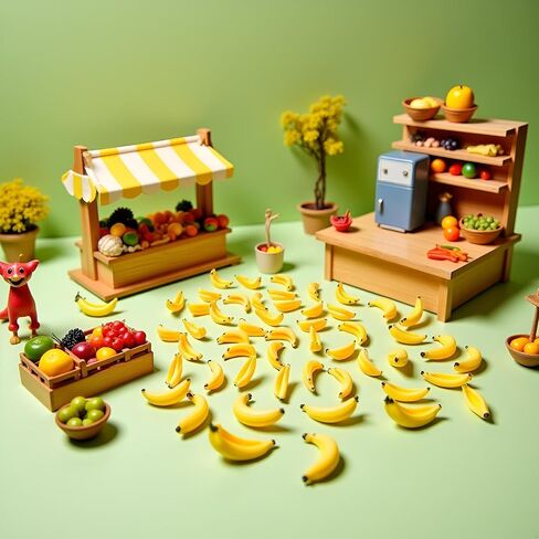 35Pcs Yellow Miniature Bananas 1/12 Scale Banana Models Miniature Fruit Fake Mini Fruits for Mini House Kitchen Fairy Garden Decor，Dollhouse Accessories，Dollhouse Décor in Saudi Arabia