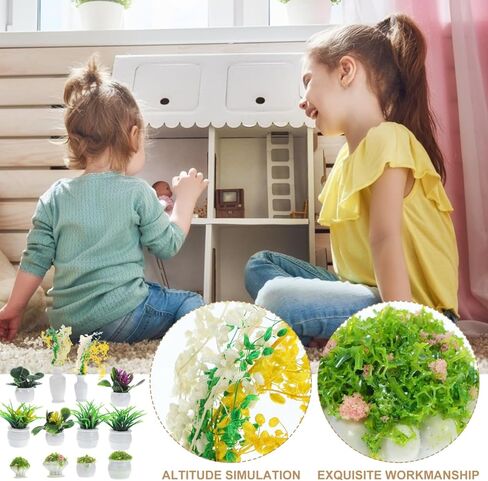 13 قطعة من نباتات بوعاء مصغرة من Angoily لإكسسوارات بيت الدمية نماذج بونساي للحديقة الصغيرة ديكورات خضراء مزيفة in Kuwait