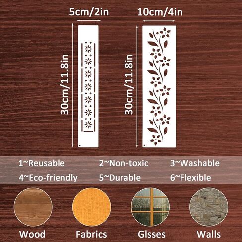10Pcs Border Stencils for Painting on Wood, Resuable Lace Talavera Stencils for Crafts, Cake Stencil Mexican Floral Stencil for Furniture Wood Wall Canvas Floor in Saudi Arabia
